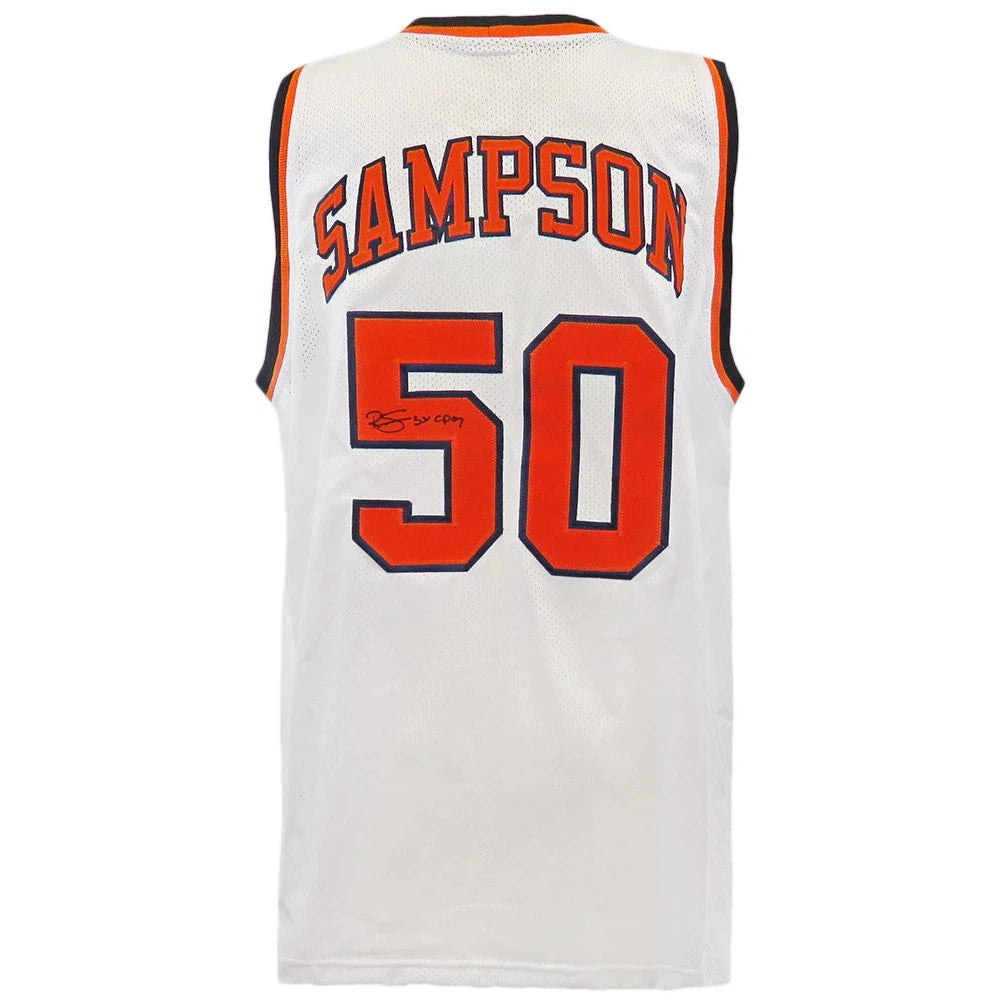 Buy Ralph Sampson Signed White Custom College Basketball Jersey w/3x C