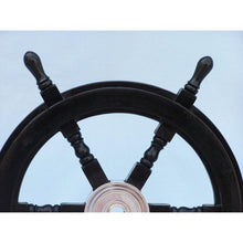 Handcrafted Model Ships Deluxe Class Wood and Chrome Decorative Pirate Ship Steering Wheel 24" SW24CH-Black
