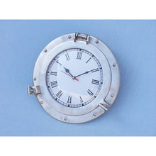 Handcrafted Model Ships Brushed Nickel Deluxe Class Porthole Clock 12  WC-1445-12-BN