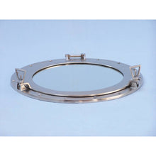 Handcrafted Model Ships Brushed Nickel Deluxe Class Decorative Ship Porthole Mirror 17 MC-1966-17-BN-M