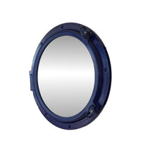 Handcrafted Model Ships Navy Blue Decorative Ship Porthole Mirror 24 Navy Blue Porthole - 24 - M