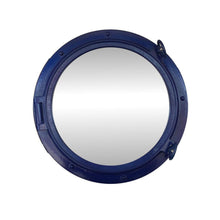Handcrafted Model Ships Navy Blue Decorative Ship Porthole Mirror 24 Navy Blue Porthole - 24 - M