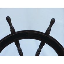 Handcrafted Model Ships Deluxe Class Wood and Chrome Pirate Ship Steering Wheel 36" SW36CH-Black