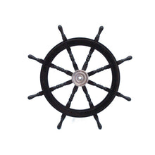 Handcrafted Model Ships Deluxe Class Wood and Chrome Pirate Ship Steering Wheel 36" SW36CH-Black