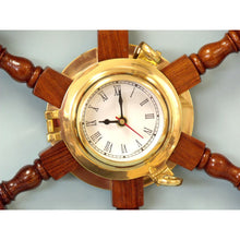 Handcrafted Model Ships Deluxe Class Wood And Brass Ship Wheel Clock 24 SW-1721A