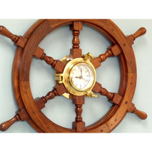 Handcrafted Model Ships Deluxe Class Wood And Brass Ship Wheel Clock 24 SW-1721A