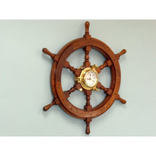 Handcrafted Model Ships Deluxe Class Wood And Brass Ship Wheel Clock 24 SW-1721A
