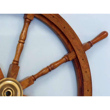 Handcrafted Model Ships Deluxe Class Wood and Brass Decorative Ship Wheel 36" SW-1714