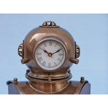 Handcrafted Model Ships Antique Brass Decorative Divers Helmet Clock on Rosewood Base 12" DH-0820-AN