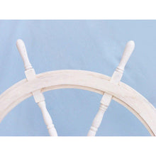 Handcrafted Model Ships Classic Wooden Whitewashed Decorative Ship Steering Wheel 60 SW-173160