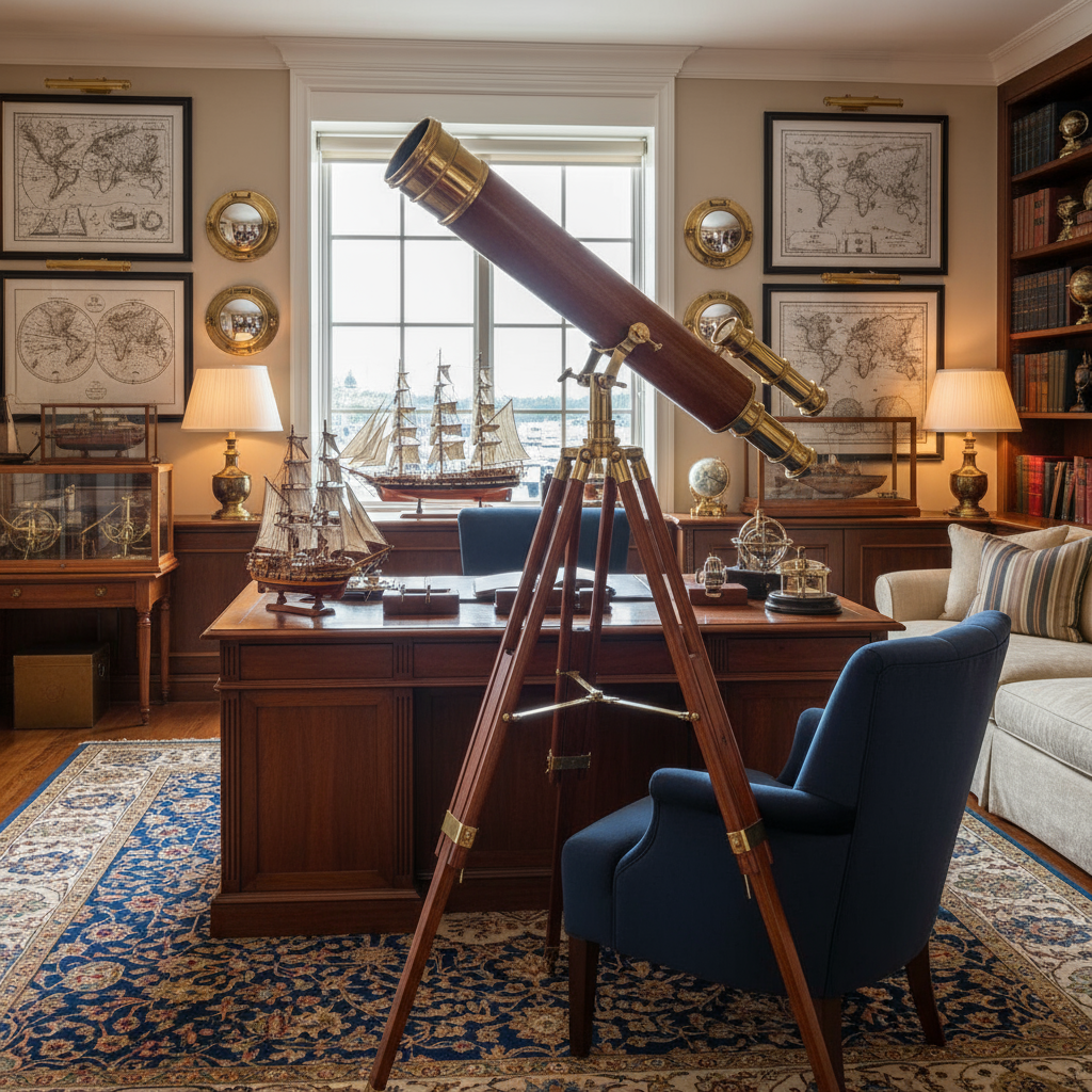 Elevating Office Decor with a Nautical Antique Replica Telescope
