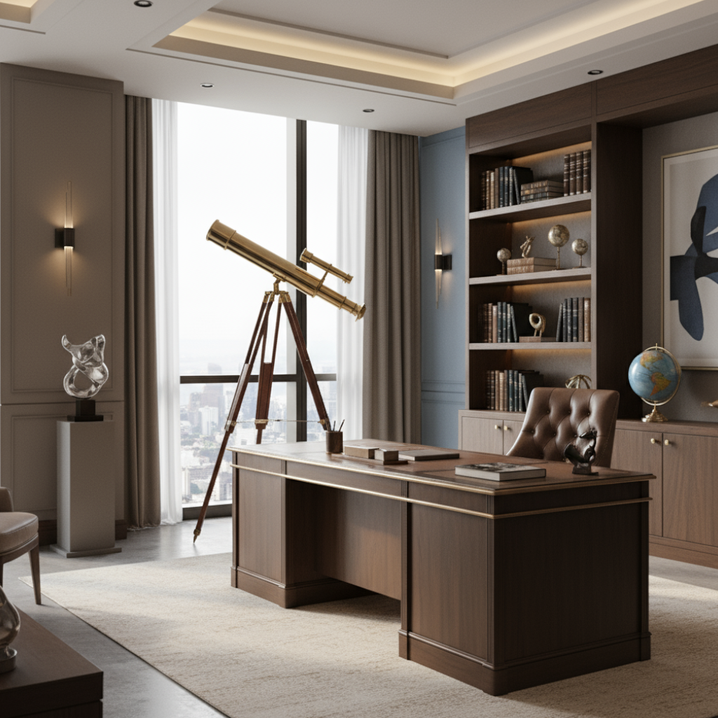 Elevating Office Decor with a Nautical Antique Replica Telescope
