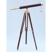 Handcrafted Model Ships - Floor Standing Solid Brass - Leather Harbor Master Telescope 60""  - ST-0123 - leather