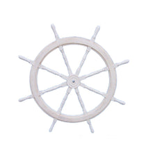 Handcrafted Model Ships Classic Wooden Whitewashed Decorative Ship Steering Wheel 48" SW-173148