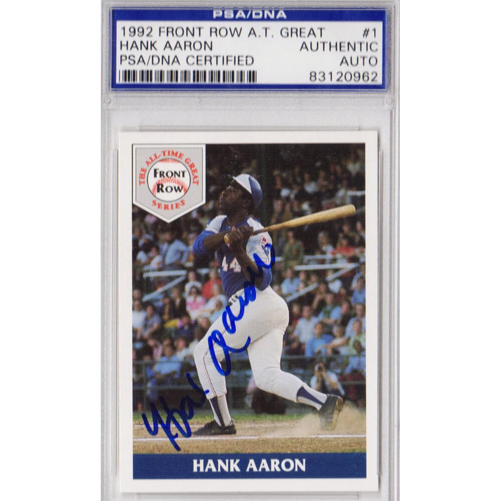 Schwartz Sports Hank Aaron Signed Atlanta Braves 1992 Front Row Card #1 - PSA/DNAAARCAR100