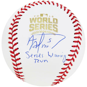 Schwartz Sports Albert Almora Signed Rawlings Official 2016 World Series Baseball w/Series Winning Run ALMBSB104