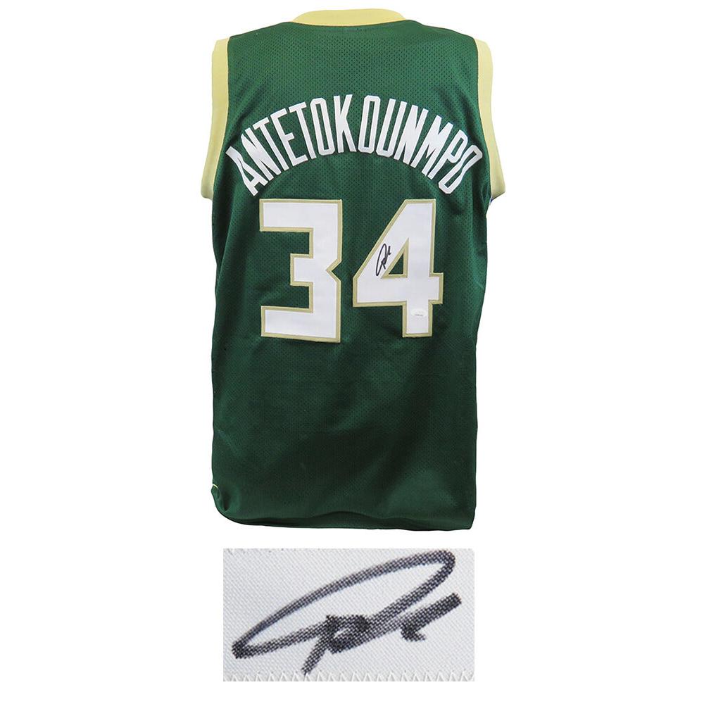 Schwartz Sports Giannis Antetokounmpo Signed Green Custom Basketball Jersey (JSA)ANTJRY200
