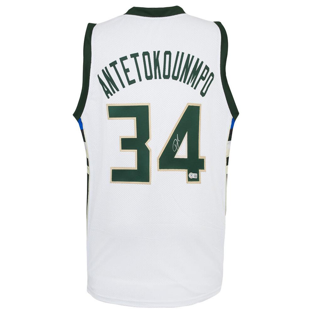 Schwartz Sports Giannis Antetokounmpo Signed White 'Greek Freak' Custom Basketball Jersey (JSA)ANTJRY201