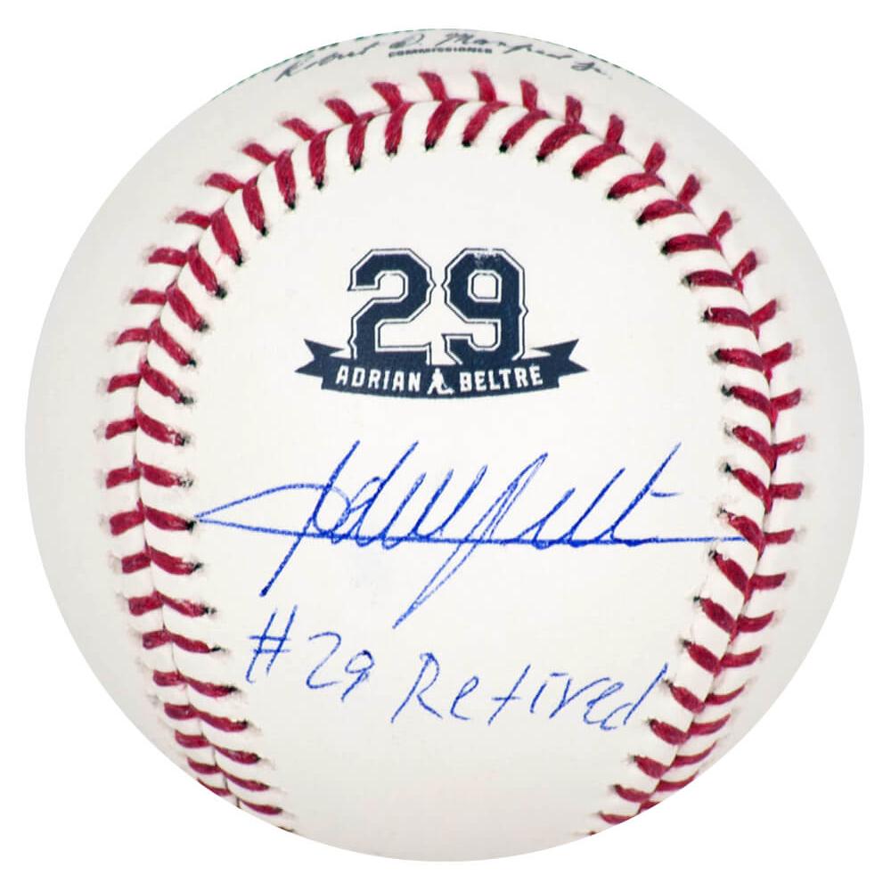 Schwartz Sports Adrian Beltre Signed Rawlings Retirement Logo MLB Baseball w/#29 Retired - (JSA)BELBSB111