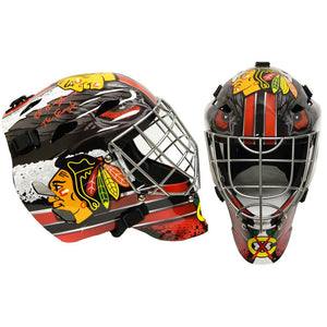 Schwartz Sports Ed Belfour Signed Chicago Blackhawks Franklin Replica Hockey Goalie Mask w/The EagleBELMAS410