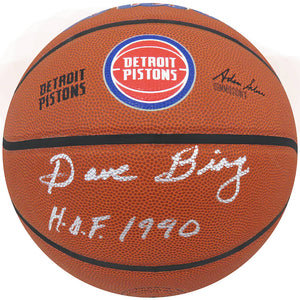 Schwartz Sports Dave Bing Signed Wilson Detroit Pistons Logo NBA Basketball w/HOF 1990 BINBSK218