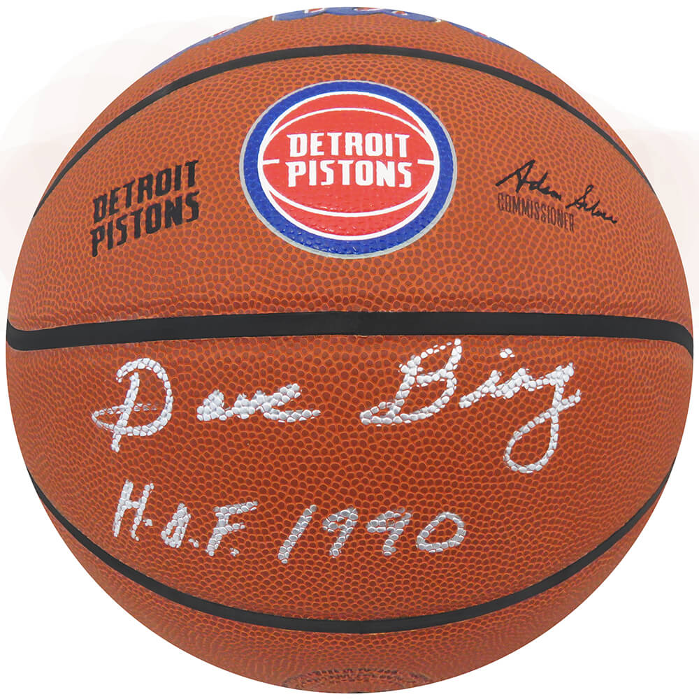 Schwartz Sports Dave Bing Signed Wilson Detroit Pistons Logo NBA Basketball w/HOF 1990 BINBSK218