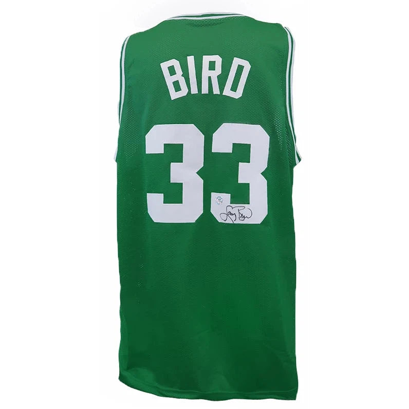 Schwartz Sports Larry Bird Signed Green Custom Basketball Jersey BIRJRY214