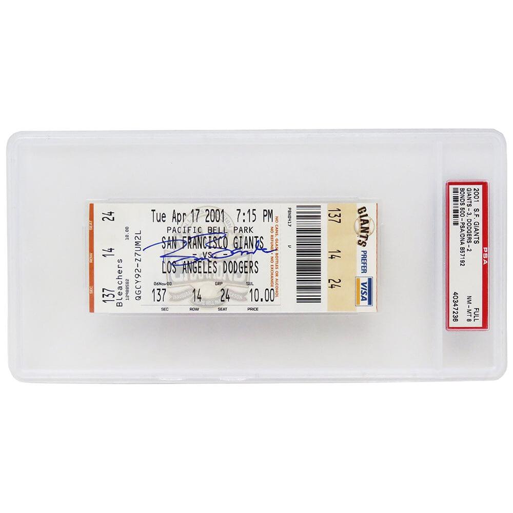Schwartz Sports Barry Bonds Signed San Francisco Giants vs Los Angeles Dodgers April 17, 2001 Ticket Stub (Bonds' 500th HR Game) - (PSA / NM-MT 8)BONTIC100