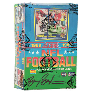 Schwartz Sports 1989 Score Football Unopened Wax Box BBCE Sealed Wrapped - 36 Packs  (Barry Sanders Signed Box)BX389SES1