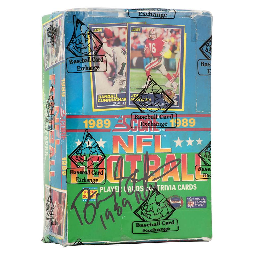 Schwartz Sports 1989 Score Football Unopened Wax Box BBCE Sealed Wrapped - 36 Packs  (Barry Sanders Signed Box w/1989 ROY)BX389SES2