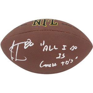 Schwartz Sports Cris Carter Signed Wilson Super Grip Full Size NFL Football w/All I Do Is Catch TD'sCARFTB310
