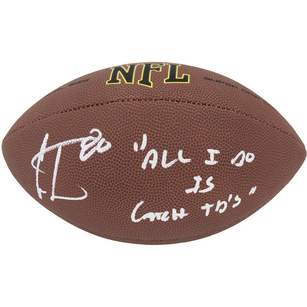 Schwartz Sports Cris Carter Signed Wilson Super Grip Full Size NFL Football w/All I Do Is Catch TD'sCARFTB310