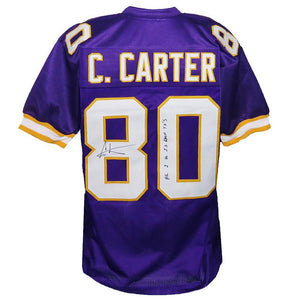 Schwartz Sports Cris Carter Signed Purple Custom Football Jersey w/All I Do Is Catch TD'sCARJRY302