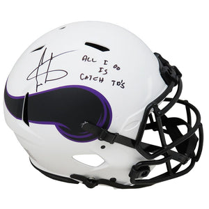 Schwartz Sports Cris Carter Signed Minnesota Vikings Lunar Eclipse Riddell Speed Authentic Helmet w/All I Do Is Catch TD'sCARPRO301