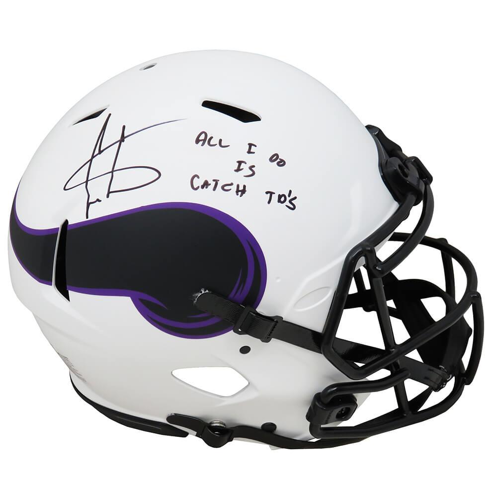 Schwartz Sports Cris Carter Signed Minnesota Vikings Lunar Eclipse Riddell Speed Authentic Helmet w/All I Do Is Catch TD'sCARPRO301