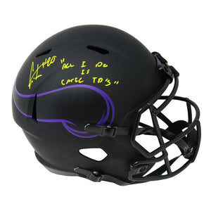 Schwartz Sports Cris Carter Signed Minnesota Vikings Eclipse Riddell Speed Full Size Replica Helmet w/All I Do Is Catch TD'sCARREP311