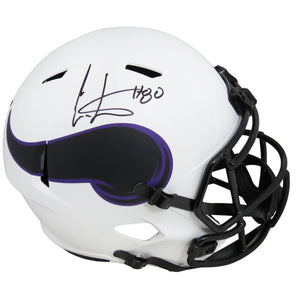 Schwartz Sports Cris Carter Signed Minnesota Vikings Lunar Eclipse White Matte Riddell Full Size Speed Replica HelmetCARREP318