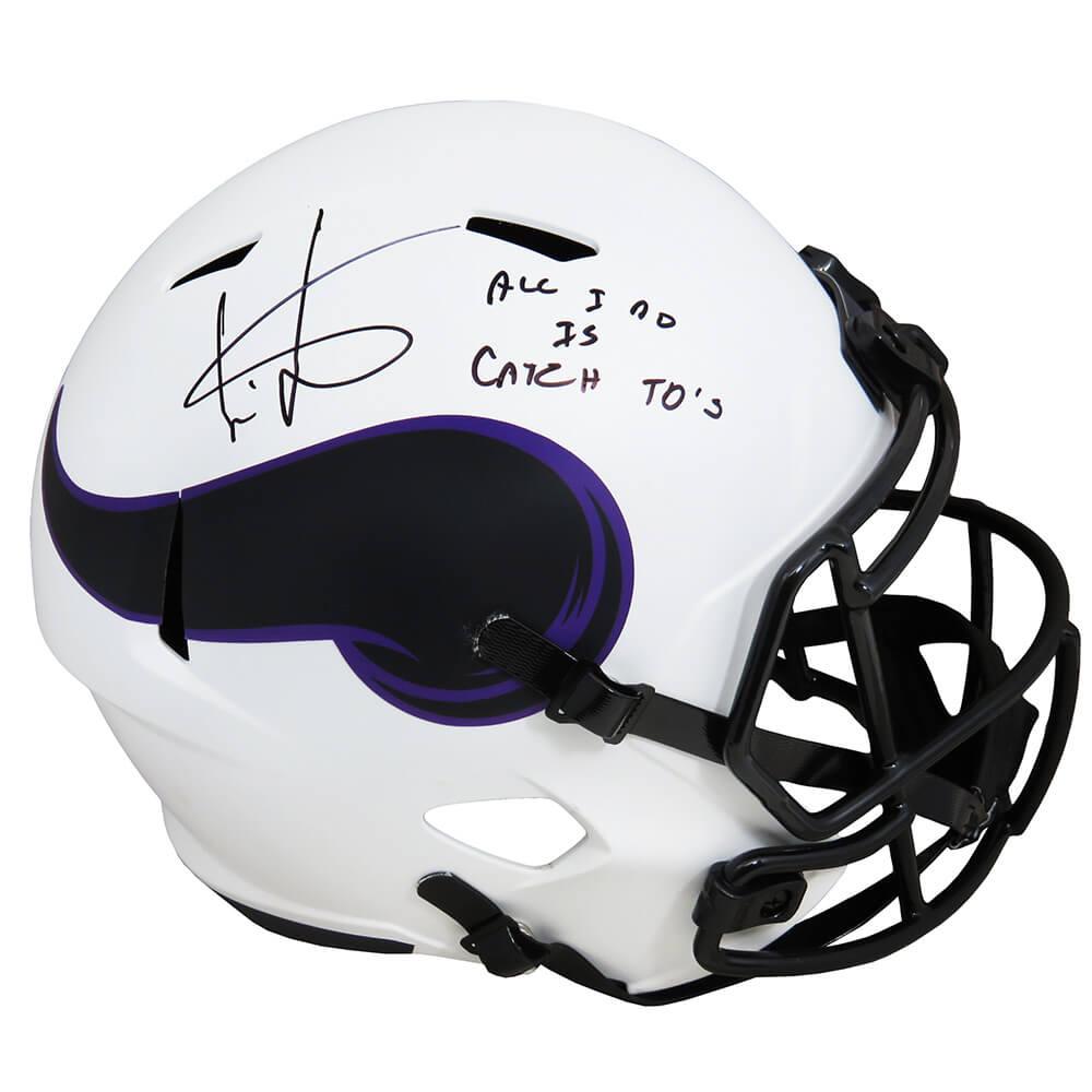 Schwartz Sports Cris Carter Signed Minnesota Vikings Lunar Eclipse Riddell Full Size Speed Replica Helmet w/All I Do Is Catch TD'sCARREP319