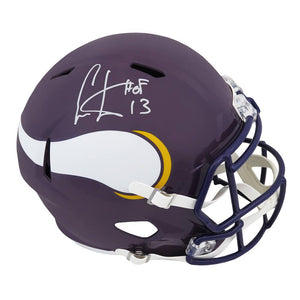 Schwartz Sports Cris Carter Signed Minnesota Vikings Throwback Riddell Full Size Speed Replica Helmet w/HOF'13CARREP320
