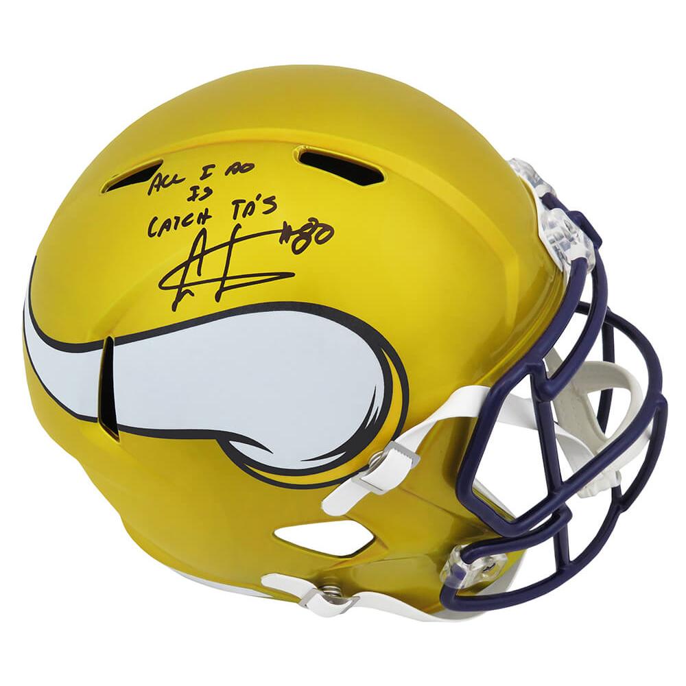 Schwartz Sports Cris Carter Signed Minnesota Vikings FLASH Riddell Full Size Speed Replica Helmet w/All I Do Is Catch TD'sCARREP322