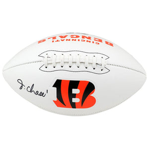 Schwartz Sports Ja'Marr Chase Signed Cincinnati Bengals Franklin White Logo Football - (Beckett)CHAFTB310