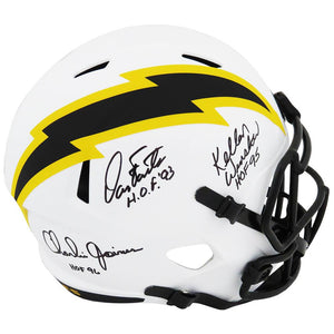 Schwartz Sports Dan Fouts, Charlie Joiner & Kellen Winslow Signed Chargers Lunar Eclipse Riddell Full Size Speed Replica Helmet w/HOF YearsCHAREP310