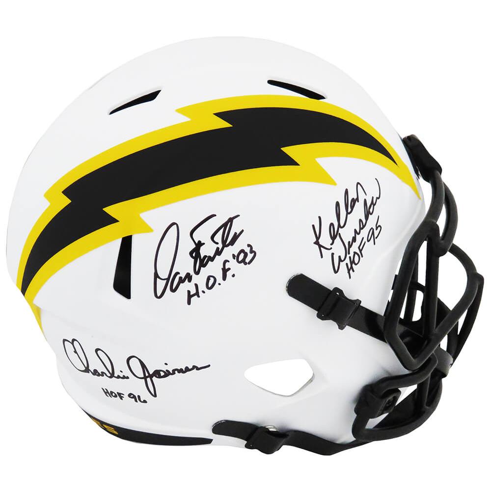 Schwartz Sports Dan Fouts, Charlie Joiner & Kellen Winslow Signed Chargers Lunar Eclipse Riddell Full Size Speed Replica Helmet w/HOF YearsCHAREP310