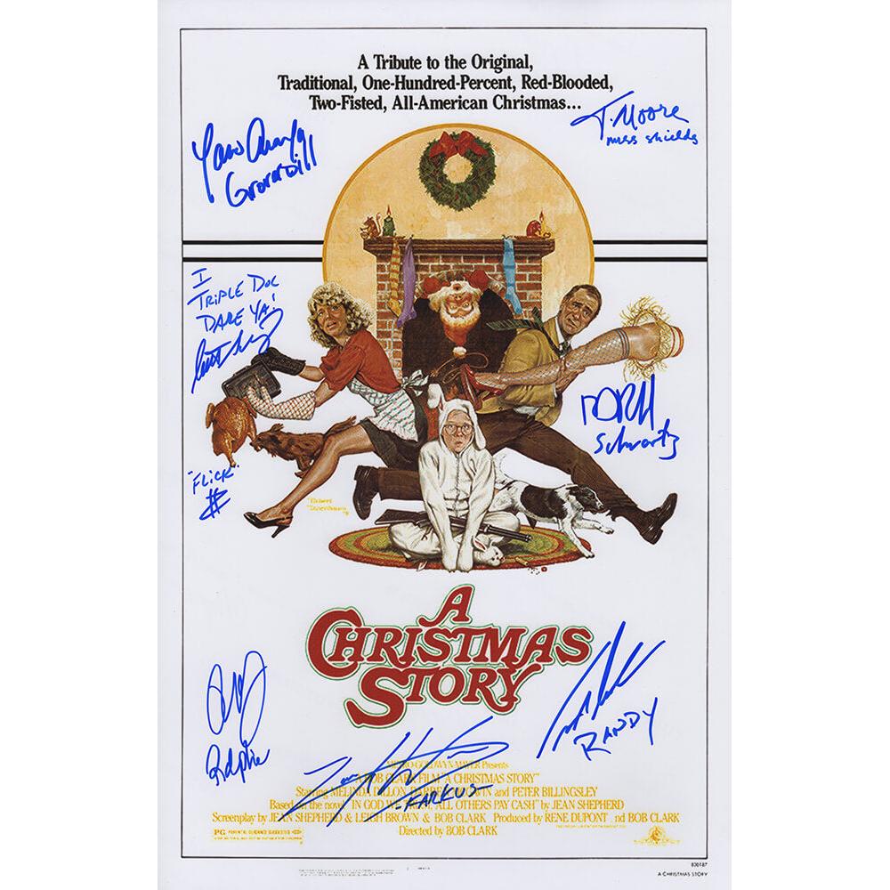 Schwartz Sports A Christmas Story Cast Signed 11x17 Movie Poster w/7 Signatures & Character NamesCHRPST500