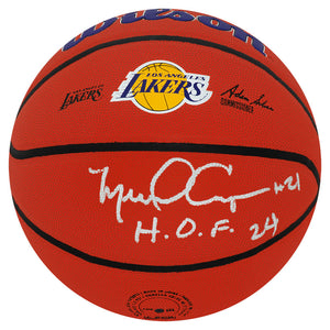 Schwartz Sports Michael Cooper Signed Los Angeles Lakers Logo Wilson NBA Basketball w/HOF'24 COOBSK207