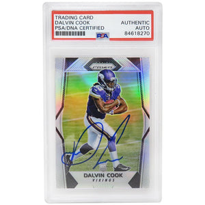 Schwartz Sports Dalvin Cook Signed Minnesota Vikings 2017 Panini Prizm Silver Football Rookie Card #231 (PSA Encapsulated)COOCAR300