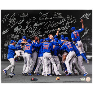 Schwartz Sports 2016 Chicago Cubs Team Signed Chicago Cubs 2016 World Series Celebration Spotlight 16x20 Photo (25 Sigs)CUB16P187