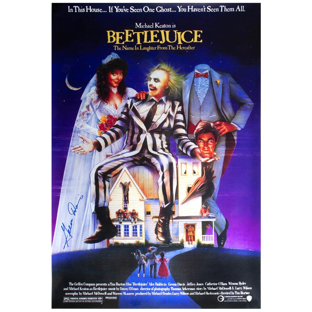 Schwartz Sports Geena Davis Signed Beetlejuice 27x40 Full Size Movie PosterDAVPST504