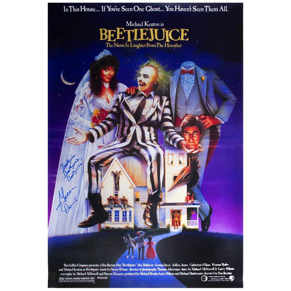 Schwartz Sports Geena Davis Signed Beetlejuice 27x40 Full Size Movie Poster w/Beetlejuice, Beetlejuice, BeetlejuiceDAVPST505