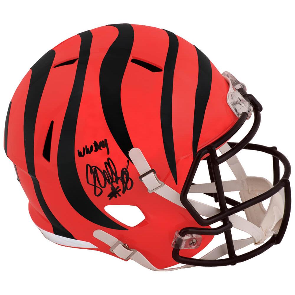 Schwartz Sports Corey Dillon Signed Cincinnati Bengals Riddell Full Size Speed Replica Helmet w/Who DeyDILREP312